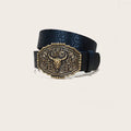 PENDRA Galaine Leather Bull Buckle Western Gothic Belt