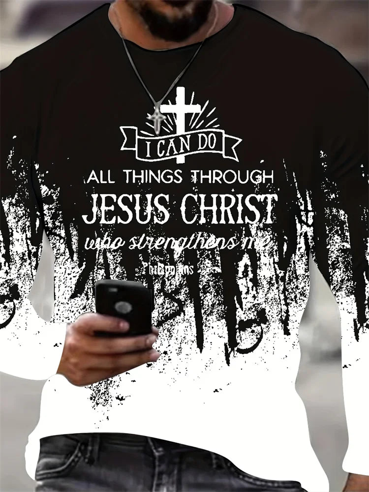 PENDRA Printed Long Sleeve God T-Shirt