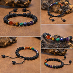Black Natural Stone Bracelets for Men Boy Gifts, Lava Rock Beaded Wristband,Stress Relief Jewelry Gifts for Dad Grandpa Husband