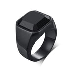Rock Punk Geometric Square Natural Stone Signet Rings for Men, Stainless Steel Party Wear Finger Ring Gift Jewelry