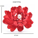 PENDRA Peonia Red Peony Flower Brooch