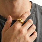 New Mini Metal Ball Bend Ring for Men,Stainless Steel Vintage Finger Rings,Punk Classic Party Jewelry Gifts