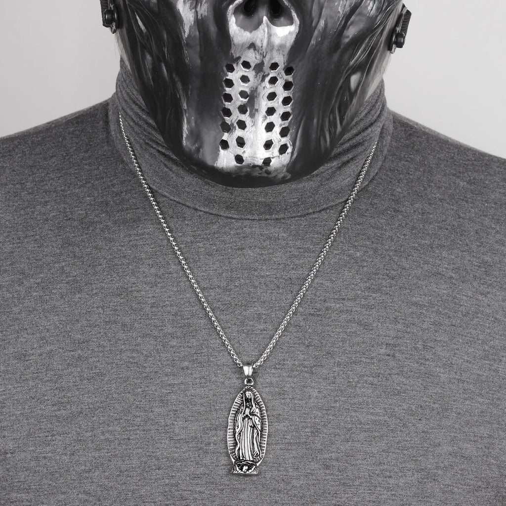 PENDRA Virgin Mary Prayer Steel Necklace