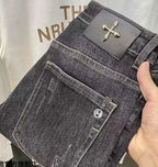 Men's Work Pants 2025 Spring Autumn Men's Casual Jeans New Slim Foot-bound Pants Explosive Street Luxury Washed Elastic Trousers
