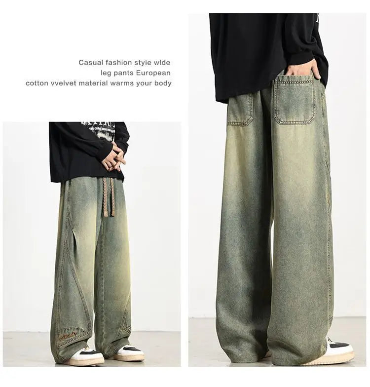 PENDRA Embroidery Washed Straight Pants