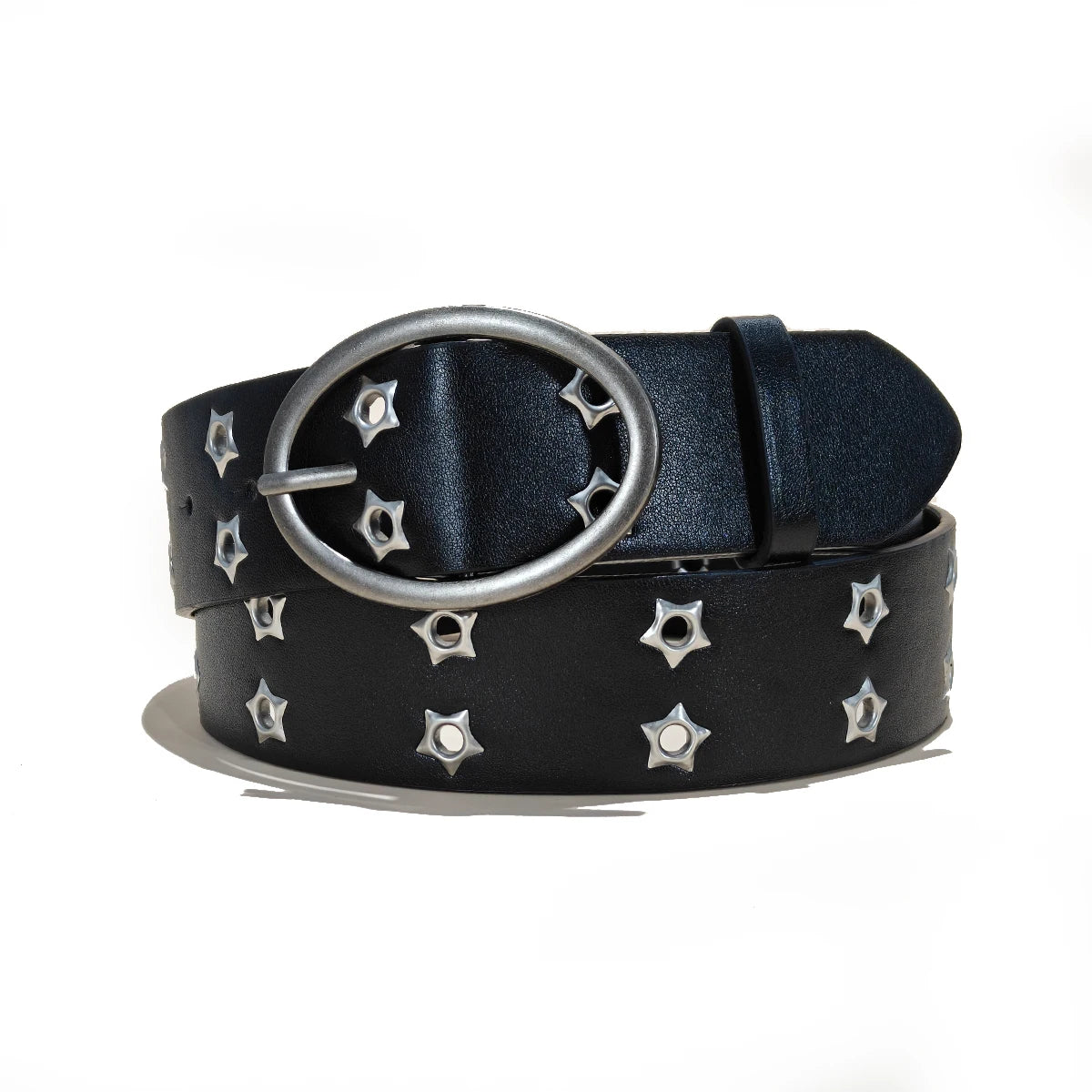 PENDRA Elarara Leather Black D-Buckle Star Belt