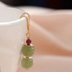 PENDRA Gold Jade Hetian Green Earrings
