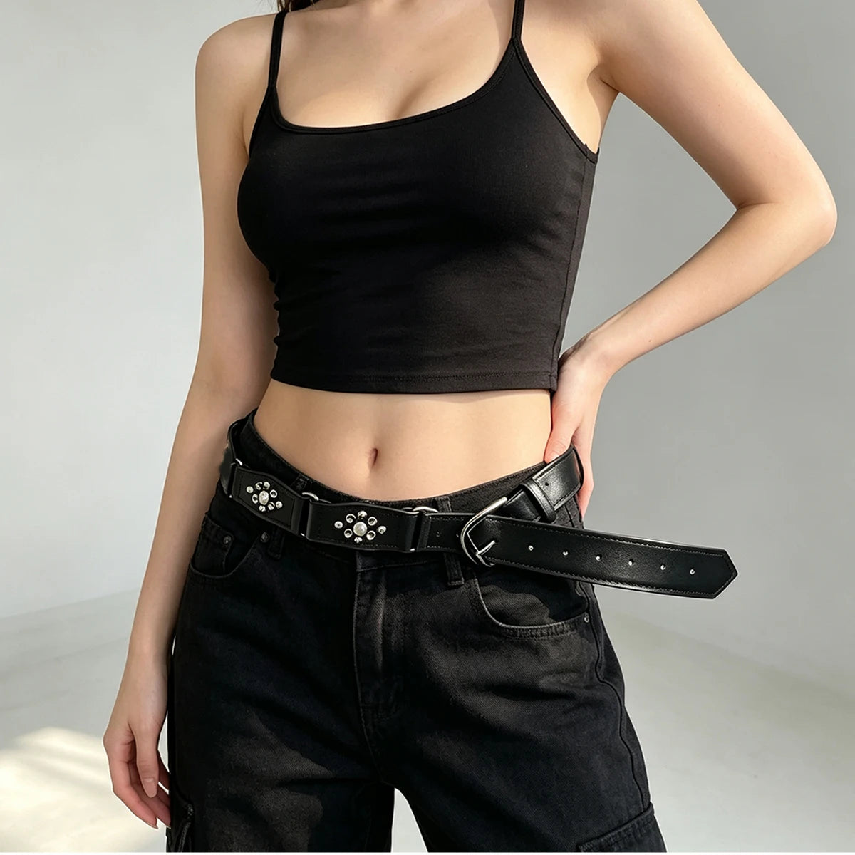 PENDRA Jadeellea Leather Rivet Studded Designer Corset Belt