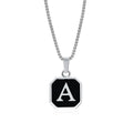 Square A-Z Initial Letters Necklaces for Men Boys,Stainless Steel Geometric Pendant with Box Rope Chain Collar,Gift Jewelry