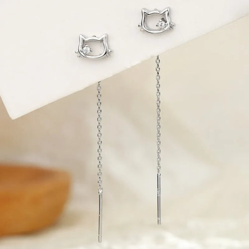 PENDRA Catshine 925 Sterling Silver Drop Earrings