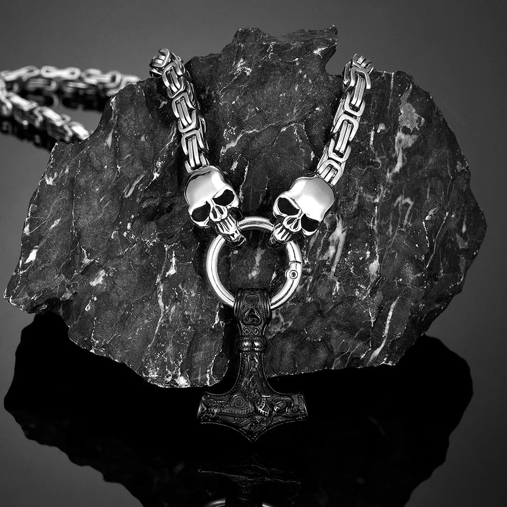 PENDRA Thor Hammer Norse Steel Necklace