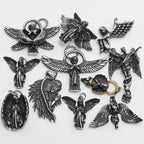 Angel Wing Pray Amulet Stainless Steel Men Necklaces Pendant Chain Punk New in For Couple Women Fashion Jewelry Gifts Wholesale