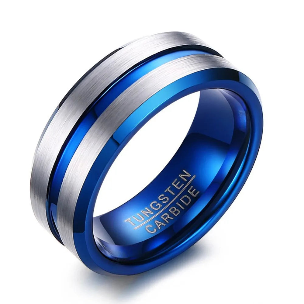 Trendy Brushed Tungsten Carbide Ring for Men Boys,8mm Grooved Durable Bend Ring,Father's Day Anniversary Gifts