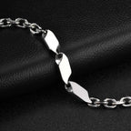 Cool Punk Stainless Steel Chain Bracelet for Men,21CM Silver Color Metal Chain Wristband,Hip Hop Jewelry Gift