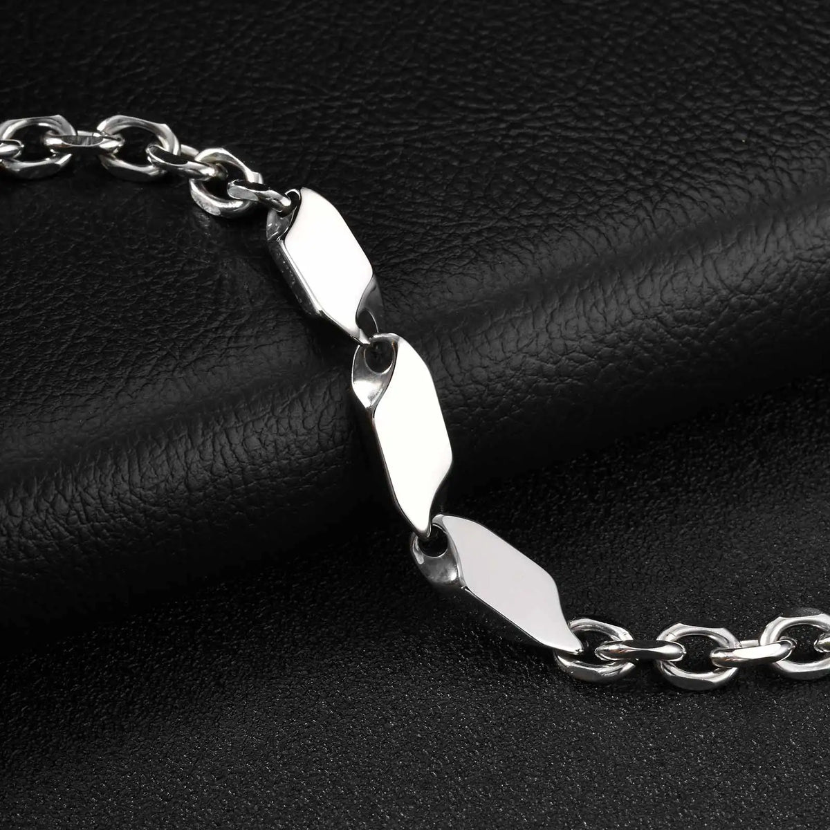 Cool Punk Stainless Steel Chain Bracelet for Men,21CM Silver Color Metal Chain Wristband,Hip Hop Jewelry Gift