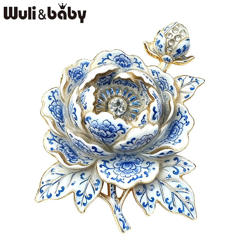 PENDRA Peonia 5-Color Rhinestone Peony Brooch