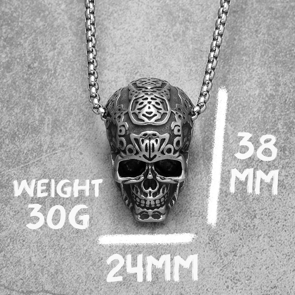 Carved Skull Stainless Steel Men Women Necklaces Pendant Chain Trendy Punk Gothic Jewelry Creativity Gift Dropshipping Wholesale
