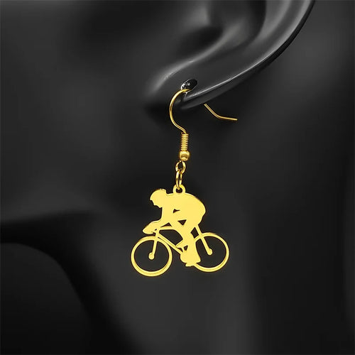 Hiphop Bike Man Dangle Earrings For Women Men Stainless Steel Gold Silver Color Male Drop Earring Jewelry Gifts