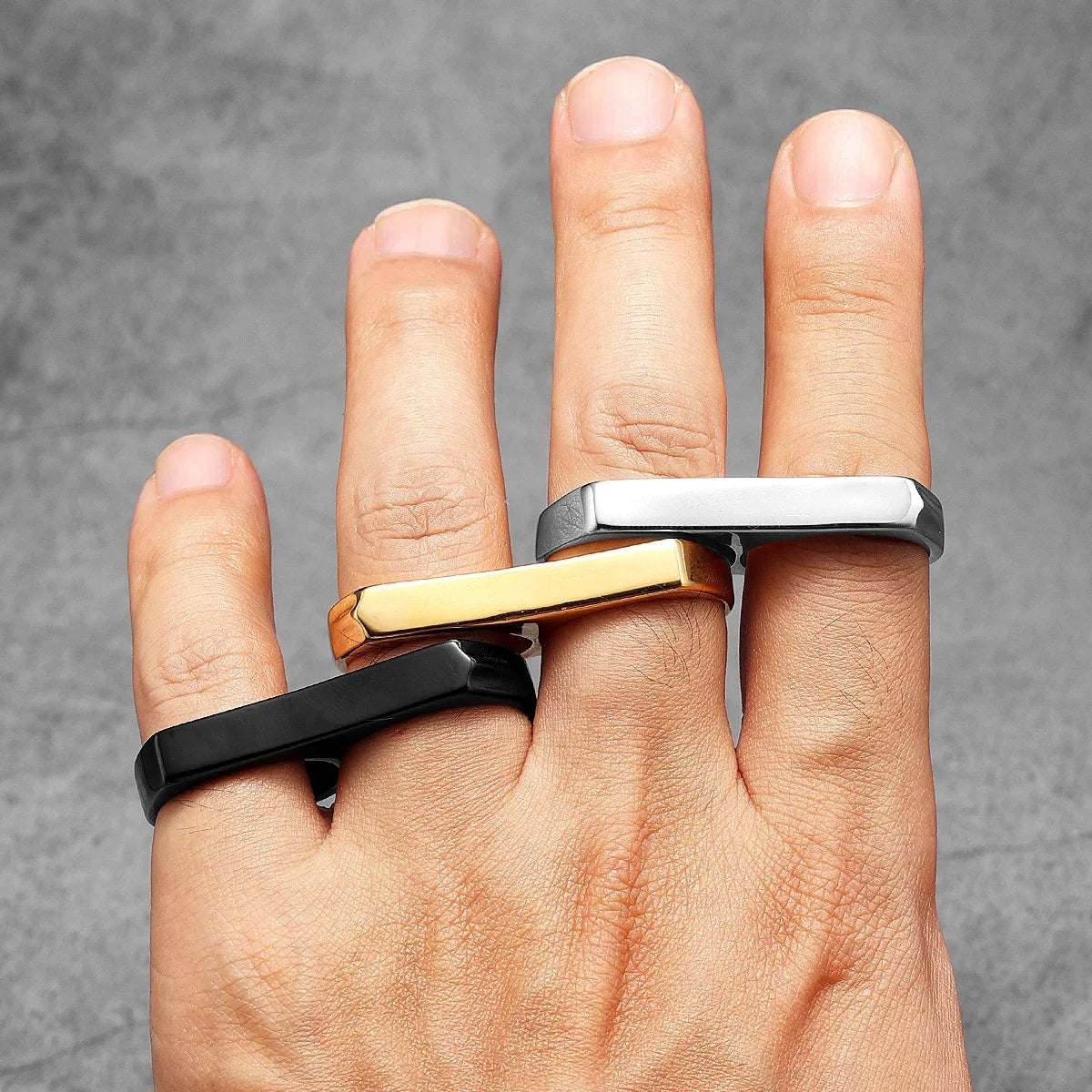 Connect Two Fingers Men Rings Stainless Steel Unique Punk Rock Women Jewelry Fashion Accessories Stranger Things Gift Wholesale