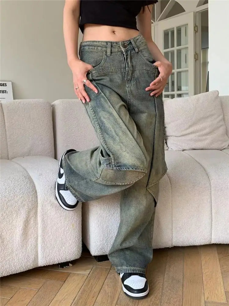 PENDRA Wide Leg Waist Washed Pants