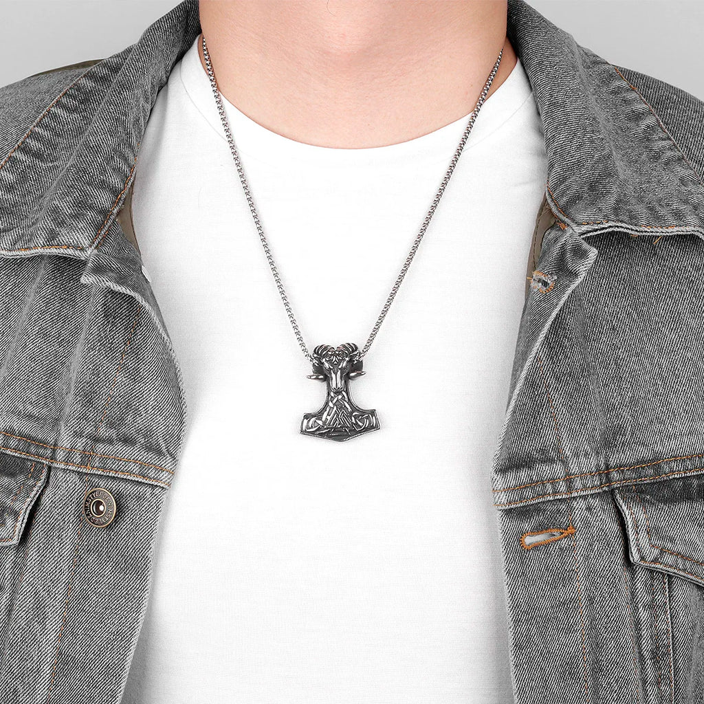 PENDRA Sheep Head Boyfriend Steel Necklace