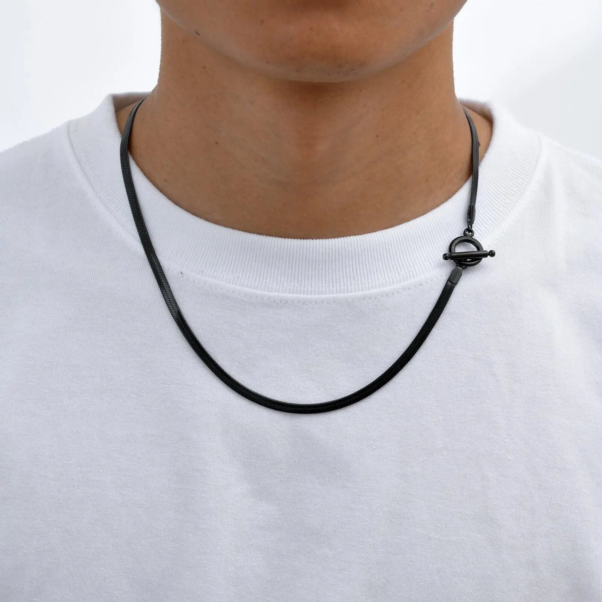Men's Chain Necklace,Stainless Steel Cuban Chain Figaro Chain Collar,Classic Basic Gold Black Silver Color Chain