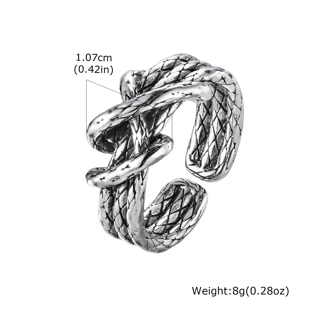 Retro Woven Metal Ring for Men Boys,Irregular 3 Layers Knot Opening Ring,New Punk Jewelry Gifts
