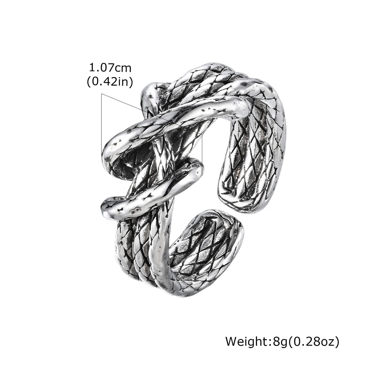 Retro Woven Metal Ring for Men Boys,Irregular 3 Layers Knot Opening Ring,New Punk Jewelry Gifts