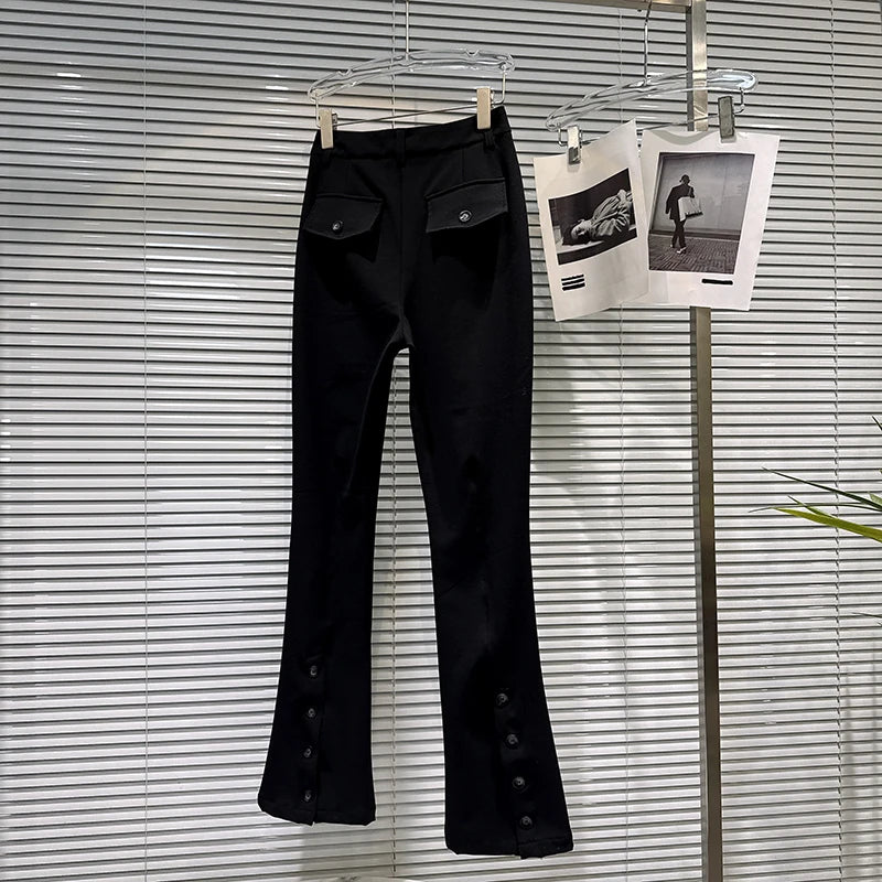 PENDRA Bowback High Waist Straight PU Leather Pants