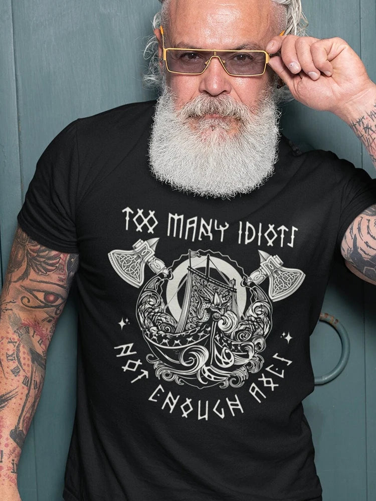 Viking Axe Shirt Norse Humor Tee Summer Daily Casual Men's T-shirt Street Fashion Short-sleeved Top Outdoor Sports Men's T-shirt