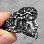 Religion Jesus Skull Stainless Steel Womens Mens Rings Punk Vintage Amulet for Boyfriend Biker Jewelry Creativity Gift Wholesale