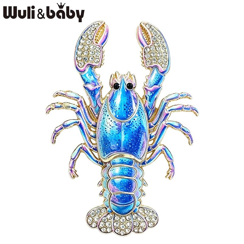 PENDRA Coastal Lobster Rhinestone Metal Brooch