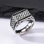 Vintage Punk Signet Ring for Men,Waterproof Stainless Steel Statement Ring,New Jewelry