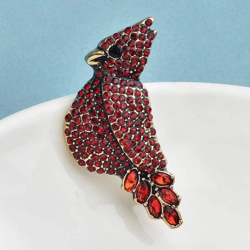 PENDRA Rubywing Rhinestone Red Bird Brooch