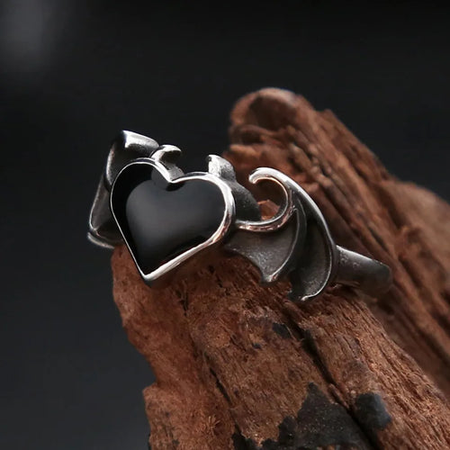 PENDRA AngelDemon Black Heart Wings Pendant