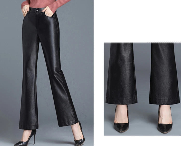 PENDRA Micro Flared Leather Fleece Pants