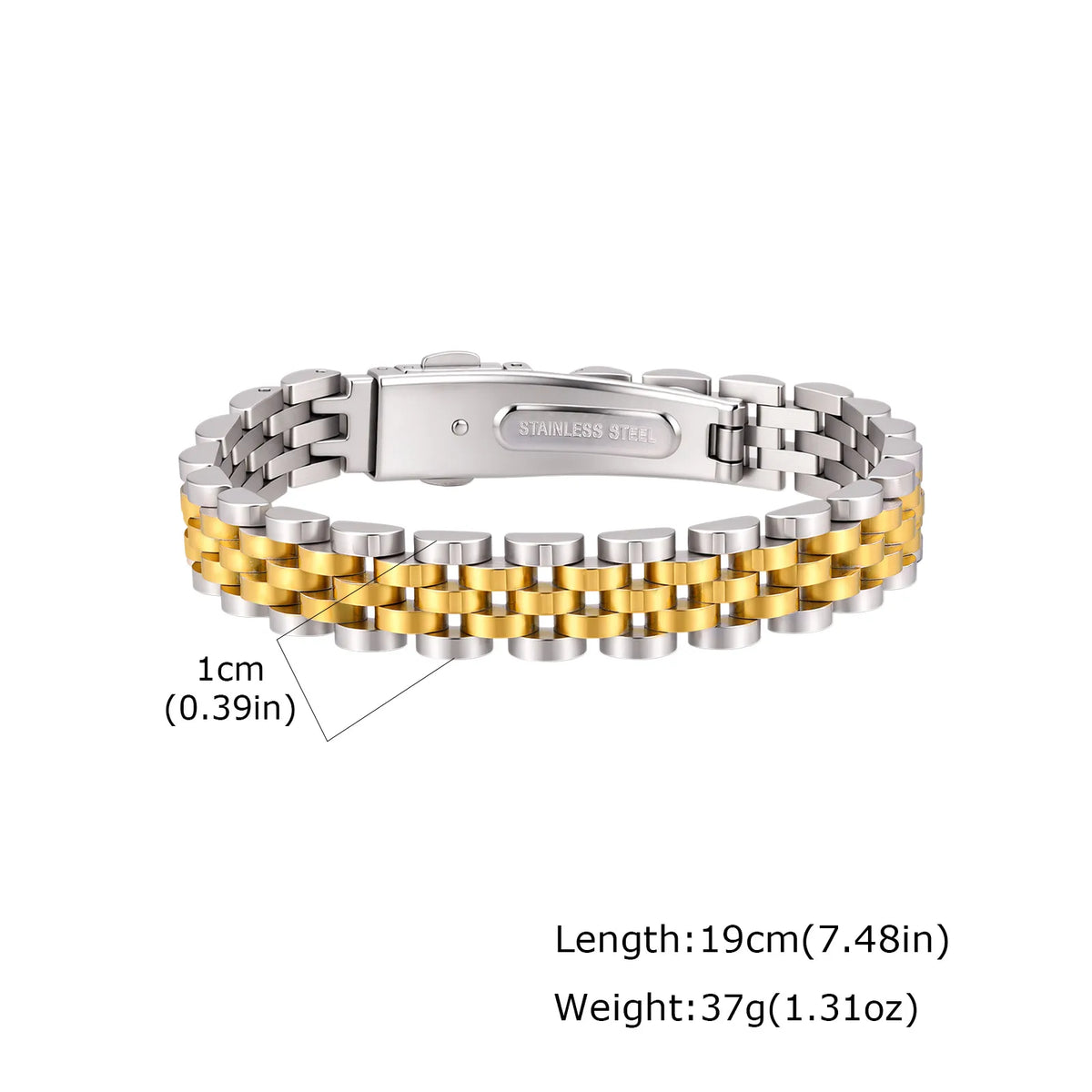 15MM Chunky Watch Band Bracelets for Men,19CM Magnetic Stainless Steel Links Wristband,Stylish Jewelry Gifts for Dad Husband Son