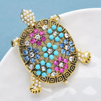 PENDRA Vintage Big Turtle Rhinestone Brooch
