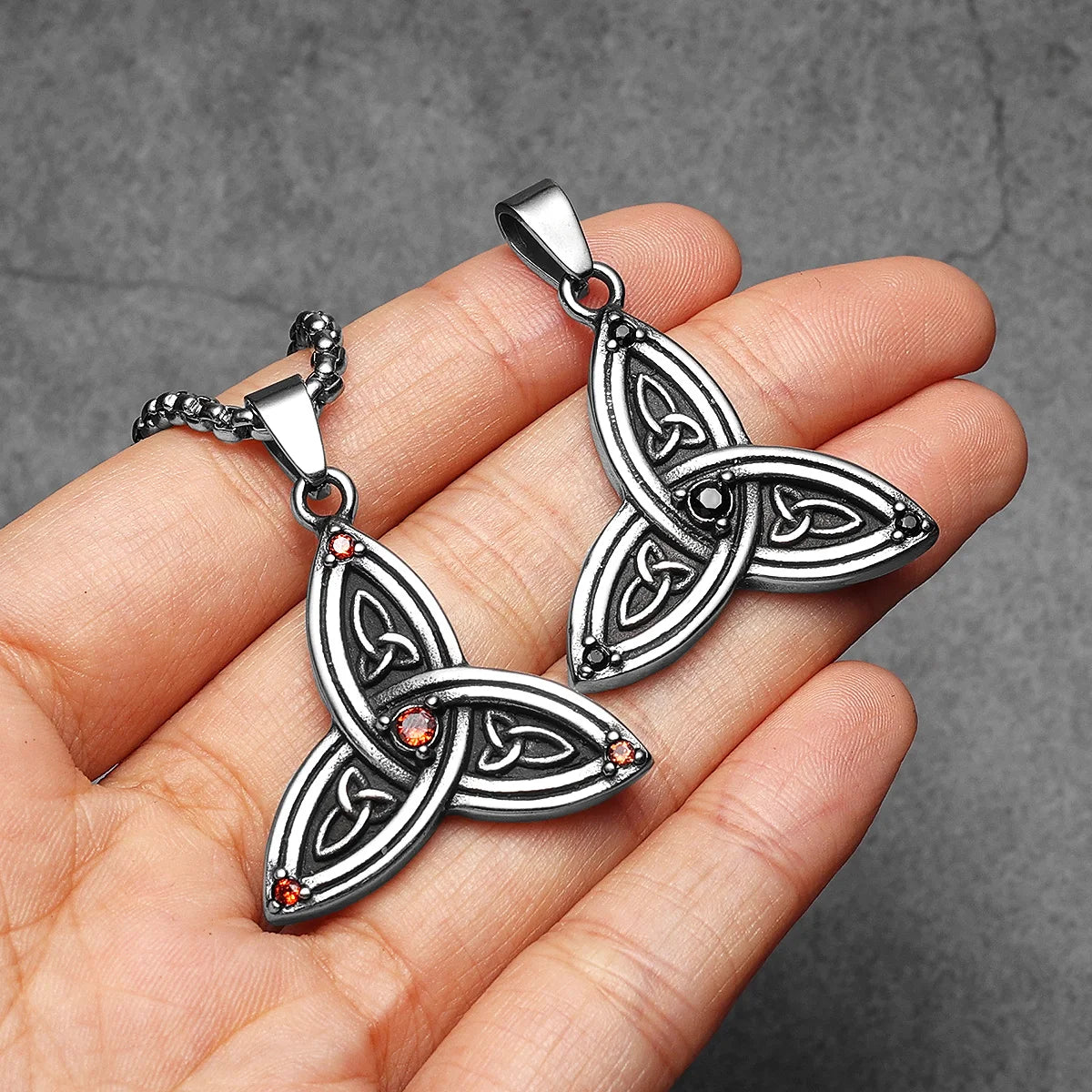 PENDRA Celtic Knot Gemstone Steel Necklace