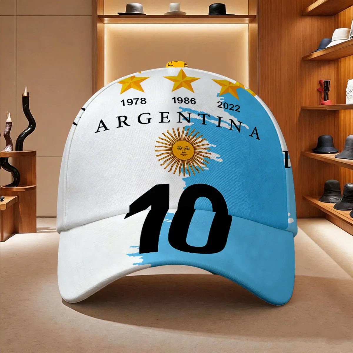 1pc with Argentina Football Fanatic Retro Sporty Style Slight Stretch Leisure Comfort. Print Adjustable Snapback Cap Durable Hea