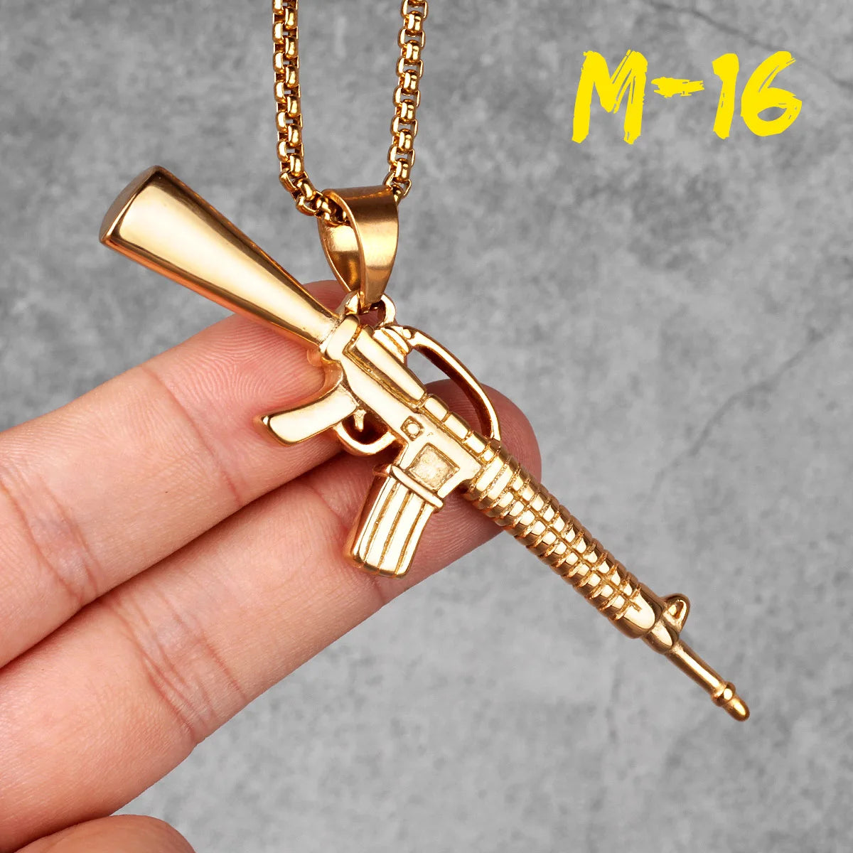 PENDRA Machine Gun M16 Steel Necklace