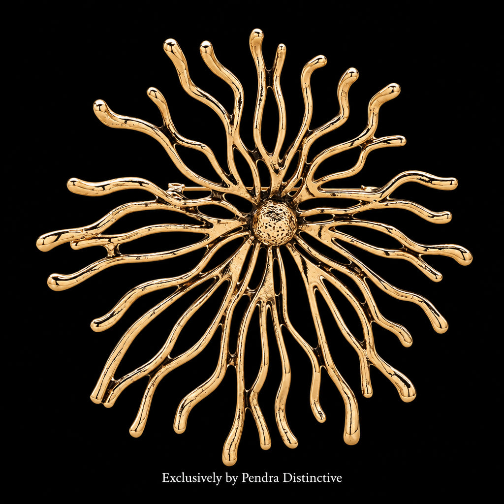 PENDRA Solstice 2-Color Vintage Metal Sun Brooch