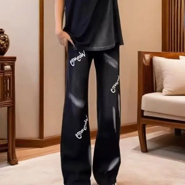 PENDRA Straight Mud Graffiti Pants