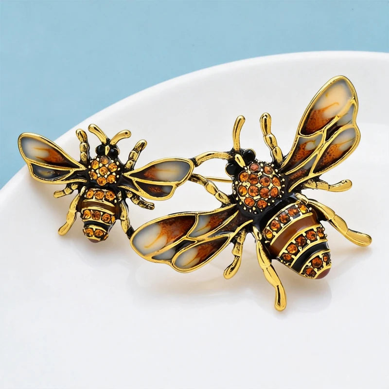 PENDRA Honeywing Rhinestone Bee Brooch
