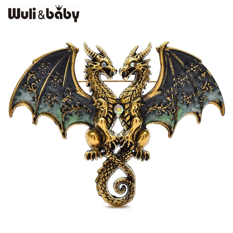 PENDRA Mystic Dragon Rhinestone Brooch