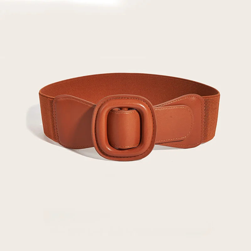 Trend Classic Elegant Wide Belt For Women Elastic Cummerbund Square Buckle New Fashion Waistband Female For Dress and jacket
