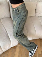 PENDRA Wide Leg Waist Washed Pants