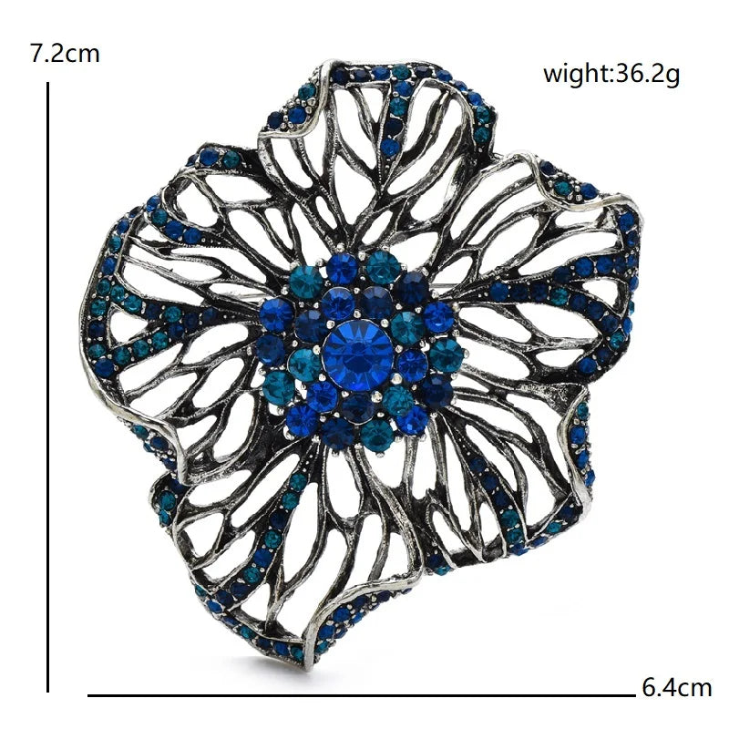 PENDRA Florence Rhinestone Flower Brooch