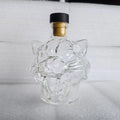 3D Skull Glass Whiskey Decanter Clear Bottle with Cork Stopper for Home Bar Halloween Party Collectible Ornament