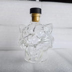 3D Skull Glass Whiskey Decanter Clear Bottle with Cork Stopper for Home Bar Halloween Party Collectible Ornament
